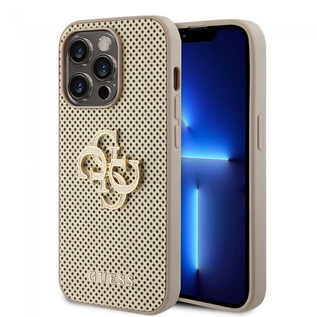 Apple iPhone 15 Pro Kılıf Guess Orjinal Lisanslı Delikli Yazı ve 4G Glitter Büyük Metal Logolu Kapak Apple iPhone 15 Pro Kılıf Guess Orjinal Lisanslı Delikli Yazı ve 4G Glitter Büyük Metal Logolu Kapak