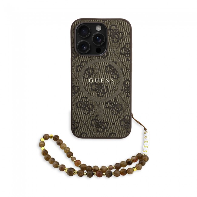 Apple iPhone 15 Pro Kılıf Guess Orjinal Lisanslı M-safe Şarj Özellikli PU Deri Bilek Askı İpli Yazı Logolu Kapak Apple iPhone 15 Pro Kılıf Guess Orjinal Lisanslı M-safe Şarj Özellikli PU Deri Bilek Askı İpli Yazı Logolu Kapak