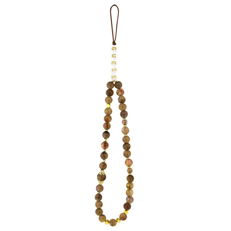 Bal-z Apple iPhone 15 Pro Kılıf Guess Orjinal Lisanslı M-safe Şarj Özellikli PU Deri Bilek Askı İpli Yazı Logolu Kapak