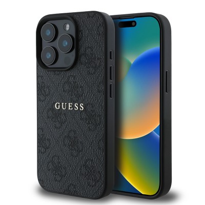 Bal-z Apple iPhone 15 Pro Kılıf Guess Orjinal Lisanslı M-safe Şarj Özellikli 4G Desen Yazı Logolu Kapak