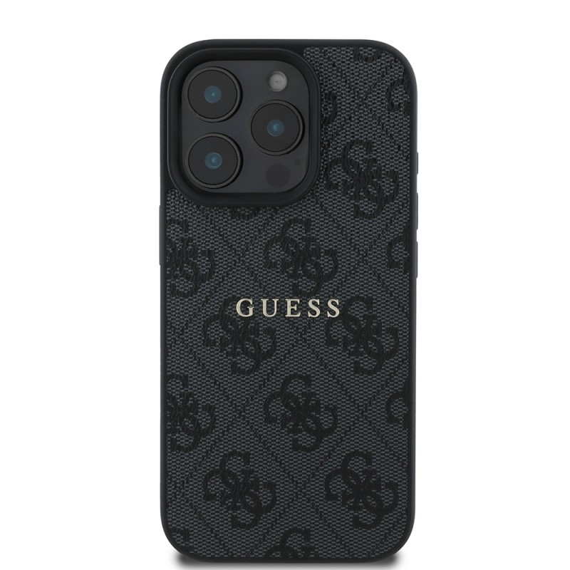 Bal-z Apple iPhone 15 Pro Kılıf Guess Orjinal Lisanslı M-safe Şarj Özellikli 4G Desen Yazı Logolu Kapak