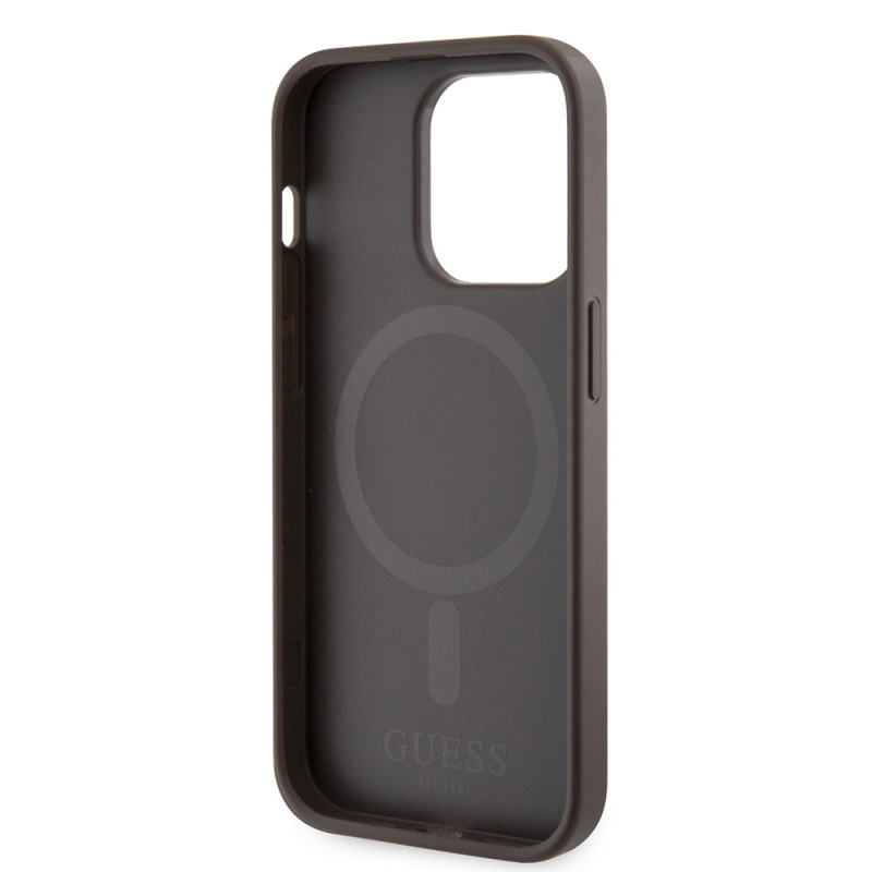 Bal-z Apple iPhone 15 Pro Kılıf Guess Orjinal Lisanslı M-safe Şarj Özellikli 4G Şerit Tasarımlı Printed Kapak