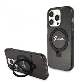 Apple iPhone 15 Pro Kılıf Guess Orjinal Lisanslı M-safe Şarj Özellikli Simli Arka Yüzey Ring Standlı Kapak Apple iPhone 15 Pro Kılıf Guess Orjinal Lisanslı M-safe Şarj Özellikli Simli Arka Yüzey Ring Standlı Kapak