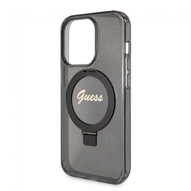 Apple iPhone 15 Pro Kılıf Guess Orjinal Lisanslı Magsafe Şarj Özellikli Simli Arka Yüzey Ring Standlı Kapak Apple iPhone 15 Pro Kılıf Guess Orjinal Lisanslı Magsafe Şarj Özellikli Simli Arka Yüzey Ring Standlı Kapak