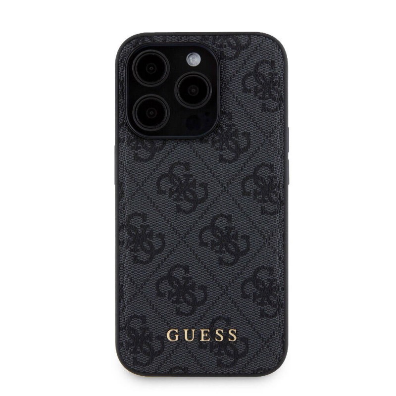 Bal-z Apple iPhone 15 Pro Kılıf Guess Orjinal Lisanslı M-safe Şarj Özellikli Yazı Logolu 4G Desenli Kapak + Powerbank 5000mAh 2in1 Set