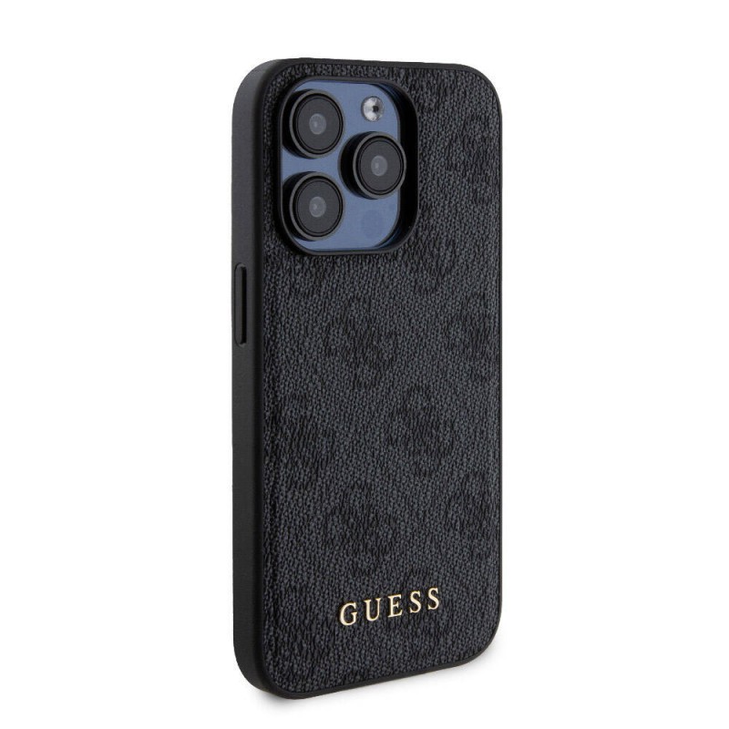 Bal-z Apple iPhone 15 Pro Kılıf Guess Orjinal Lisanslı M-safe Şarj Özellikli Yazı Logolu 4G Desenli Kapak + Powerbank 5000mAh 2in1 Set