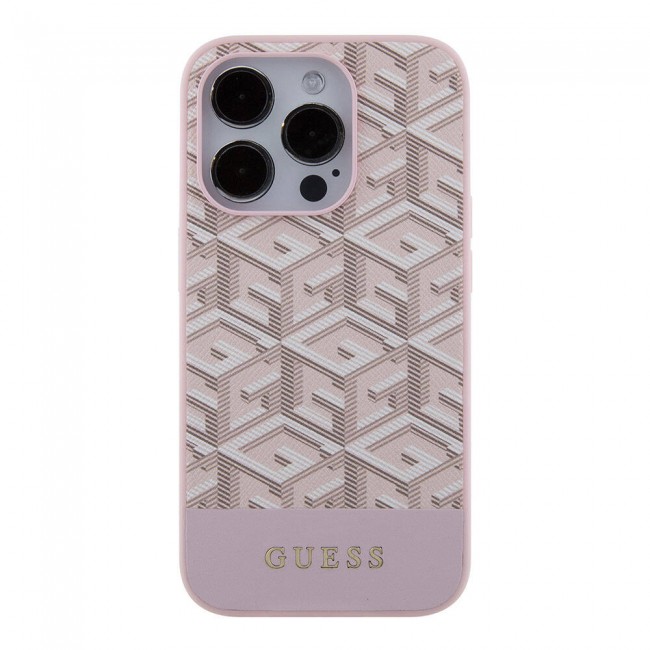 Apple iPhone 15 Pro Kılıf Guess Orjinal Lisanslı Magsafe Şarj Özellikli Yazı Logolu GCube Desenli Kapak Apple iPhone 15 Pro Kılıf Guess Orjinal Lisanslı Magsafe Şarj Özellikli Yazı Logolu GCube Desenli Kapak