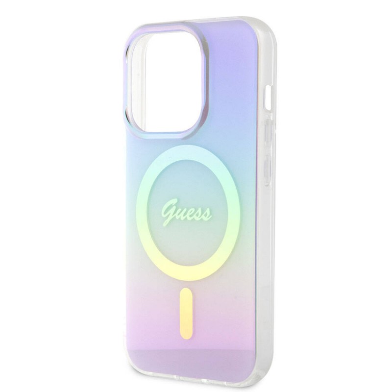 Bal-z Apple iPhone 15 Pro Kılıf Guess Orjinal Lisanslı M-safe Şarj Özellikli Yazı Logolu Iridescent Kapak