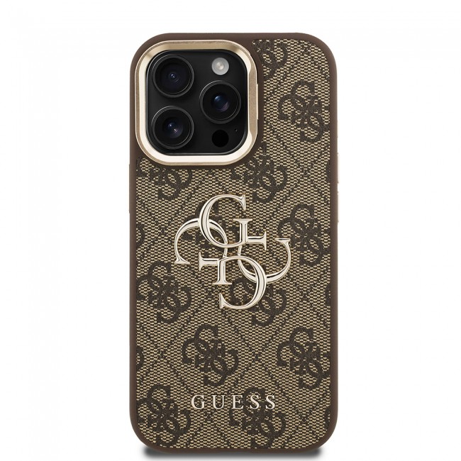 Apple iPhone 15 Pro Kılıf Guess Orjinal Lisanslı PU Deri 4G Desenli Metal Büyük 4G ve Yazı Logolu Kamera Standlı Kapak Apple iPhone 15 Pro Kılıf Guess Orjinal Lisanslı PU Deri 4G Desenli Metal Büyük 4G ve Yazı Logolu Kamera Standlı Kapak