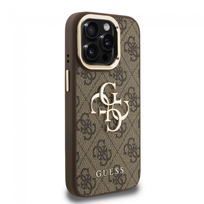 Apple iPhone 15 Pro Kılıf Guess Orjinal Lisanslı PU Deri 4G Desenli Metal Büyük 4G ve Yazı Logolu Kamera Standlı Kapak Apple iPhone 15 Pro Kılıf Guess Orjinal Lisanslı PU Deri 4G Desenli Metal Büyük 4G ve Yazı Logolu Kamera Standlı Kapak