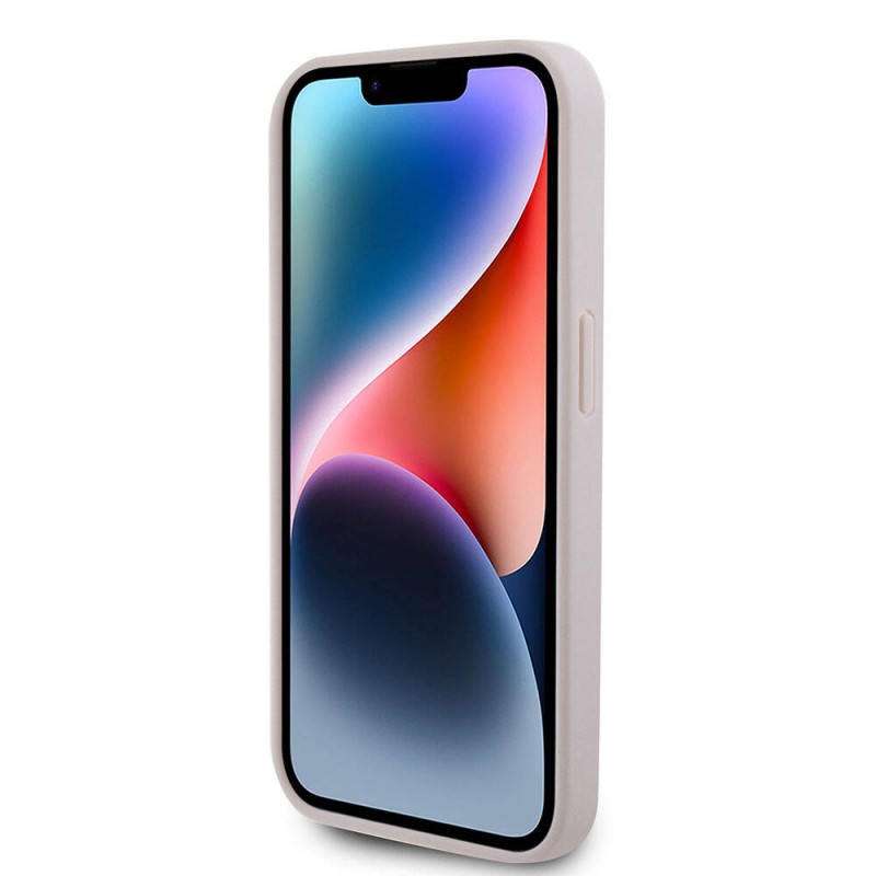 Bal-z Apple iPhone 15 Pro Kılıf Guess Orjinal Lisanslı PU Deri Askılı Taşlı Üçgen Logo 4G Desenli Strass Crossbody Kapak