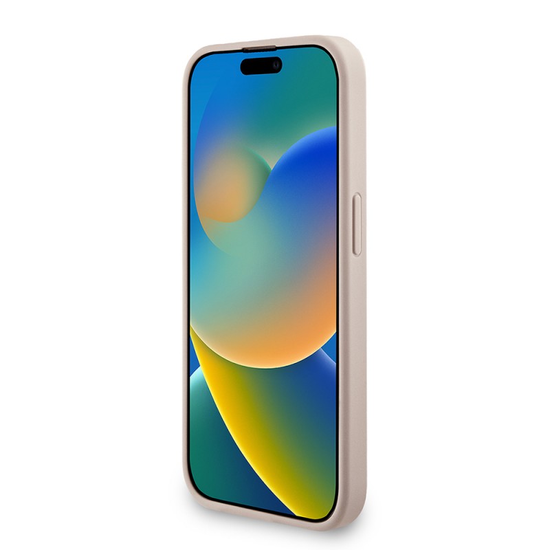 Bal-z Apple iPhone 15 Pro Kılıf Guess Orjinal Lisanslı PU Deri Bilek Askı İpli Metal Büyük 4G ve Yazı Logolu Kapak