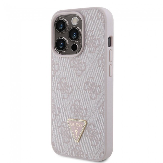 Apple iPhone 15 Pro Kılıf Guess Orjinal Lisanslı PU Deri Taşlı Üçgen Logo 4G Desenli Strass Kapak Apple iPhone 15 Pro Kılıf Guess Orjinal Lisanslı PU Deri Taşlı Üçgen Logo 4G Desenli Strass Kapak