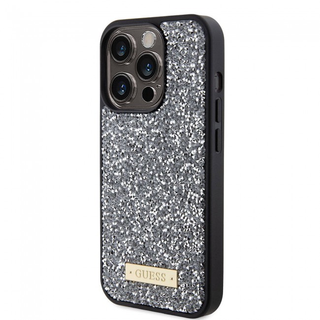 Apple iPhone 15 Pro Kılıf Guess Orjinal Lisanslı Taşlı Arka Yüzey Metal Yazı Logolu Kapak Apple iPhone 15 Pro Kılıf Guess Orjinal Lisanslı Taşlı Arka Yüzey Metal Yazı Logolu Kapak