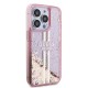 Apple iPhone 15 Pro Kılıf Guess Orjinal Lisanslı Transparan Sıvılı Simli Altın Çizgili Kapak Apple iPhone 15 Pro Kılıf Guess Orjinal Lisanslı Transparan Sıvılı Simli Altın Çizgili Kapak