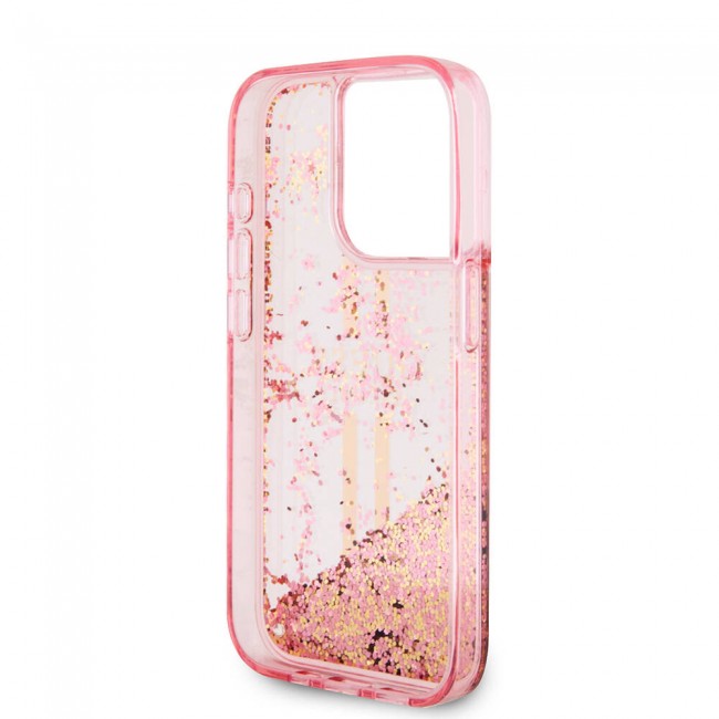Apple iPhone 15 Pro Kılıf Guess Orjinal Lisanslı Transparan Sıvılı Simli Altın Çizgili Kapak Apple iPhone 15 Pro Kılıf Guess Orjinal Lisanslı Transparan Sıvılı Simli Altın Çizgili Kapak