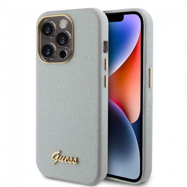 Apple iPhone 15 Pro Kılıf Guess Orjinal Lisanslı Yazı Logolu Glitter Glossy Script Kapak Apple iPhone 15 Pro Kılıf Guess Orjinal Lisanslı Yazı Logolu Glitter Glossy Script Kapak