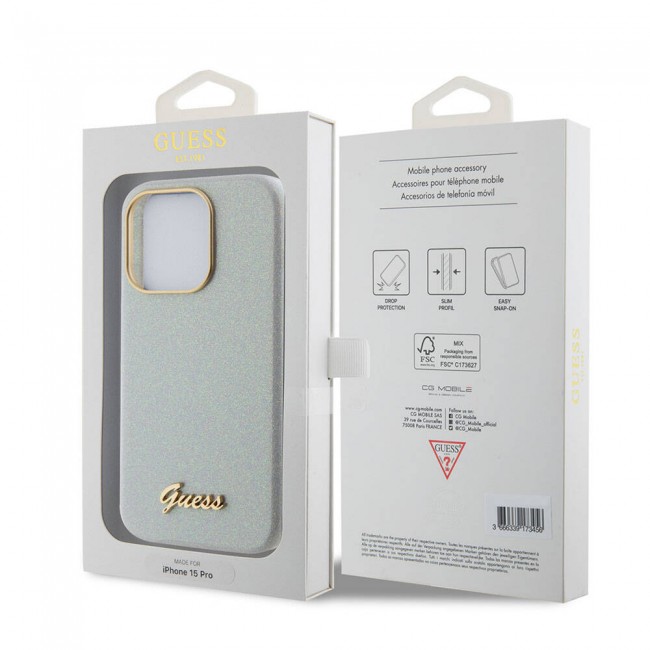 Apple iPhone 15 Pro Kılıf Guess Orjinal Lisanslı Yazı Logolu Glitter Glossy Script Kapak Apple iPhone 15 Pro Kılıf Guess Orjinal Lisanslı Yazı Logolu Glitter Glossy Script Kapak