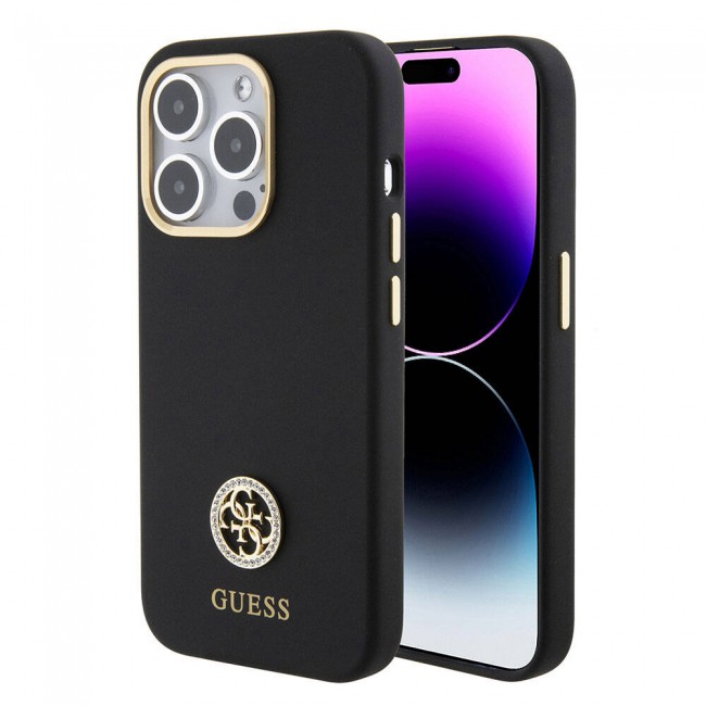 Apple iPhone 15 Pro Kılıf Guess Orjinal Lisanslı Yazı ve Taşlı 4G Logolu Metal Kamera Çerçeveli Silikon Kapak Apple iPhone 15 Pro Kılıf Guess Orjinal Lisanslı Yazı ve Taşlı 4G Logolu Metal Kamera Çerçeveli Silikon Kapak