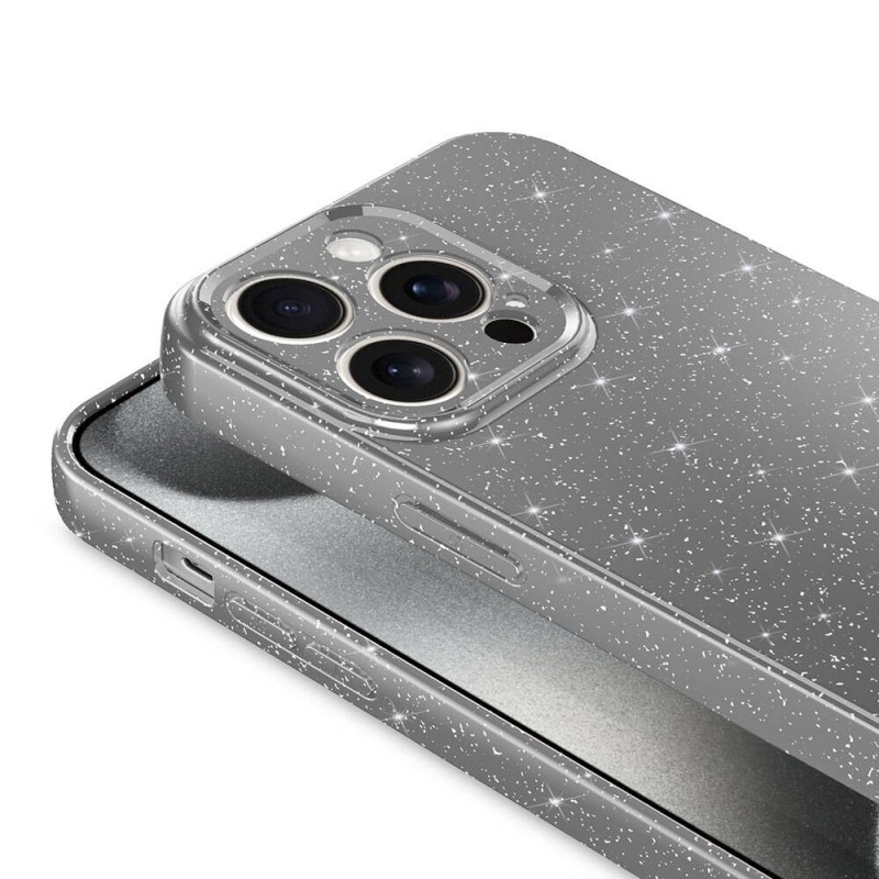 Bal-z Apple iPhone 15 Pro Kılıf Kamera Korumalı Simli Lüks  Koton Kapak