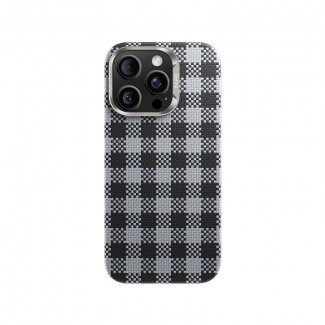Apple iPhone 15 Pro Kılıf M-safe Şarj Özellikli Ekose Tasarımlı Benks ArmorVichy Kevlar Kapak Apple iPhone 15 Pro Kılıf M-safe Şarj Özellikli Ekose Tasarımlı Benks ArmorVichy Kevlar Kapak
