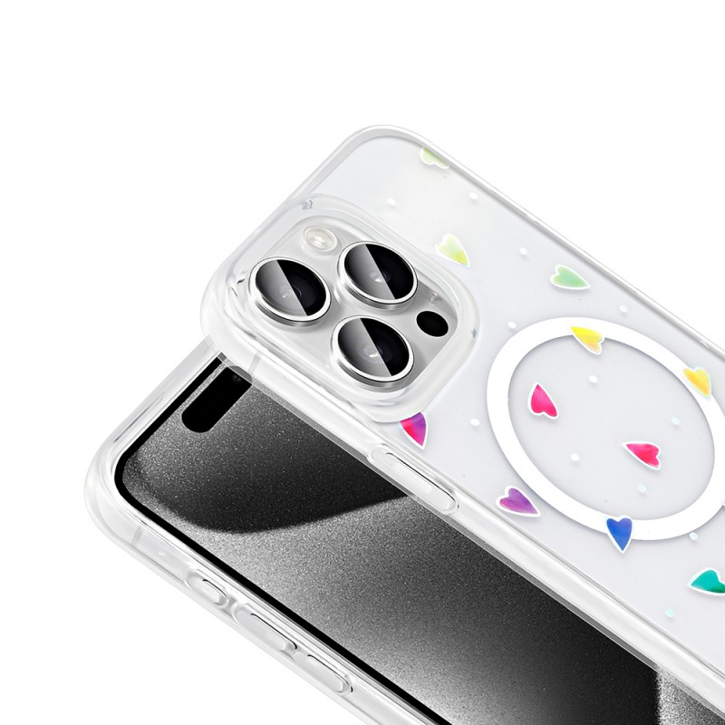 Bal-z Apple iPhone 15 Pro Kılıf M-Safe Şarj Özellikli Şeffaf  Folk Sert Kapak