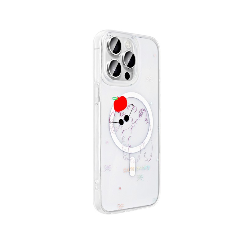 Bal-z Apple iPhone 15 Pro Kılıf M-Safe Şarj Özellikli Şeffaf  Folk Sert Kapak