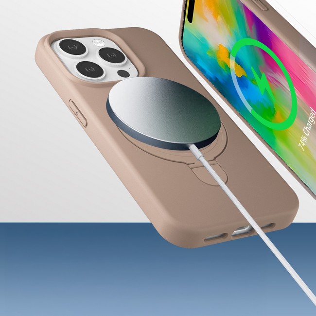 Apple iPhone 15 Pro Kılıf M-safe Şarj Özellikli Standlı Zore Samara Kapak Apple iPhone 15 Pro Kılıf M-safe Şarj Özellikli Standlı Zore Samara Kapak