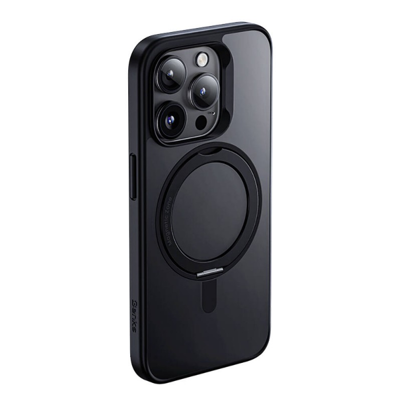 Bal-z Apple iPhone 15 Pro Kılıf M-safe Şarj Özellikli 360° Dönebilen Benks Pop Stand Kapak
