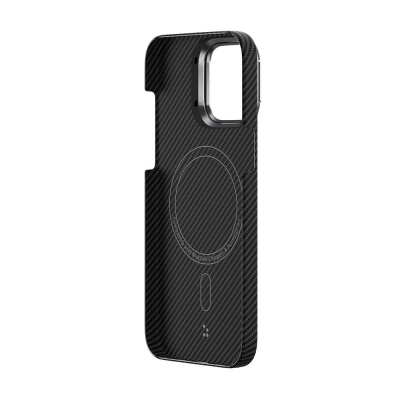 Bal-z Apple iPhone 15 Pro Kılıf M-safe Şarj Özellikli 600D Kevlar  Krek Karbon Standlı Kapak