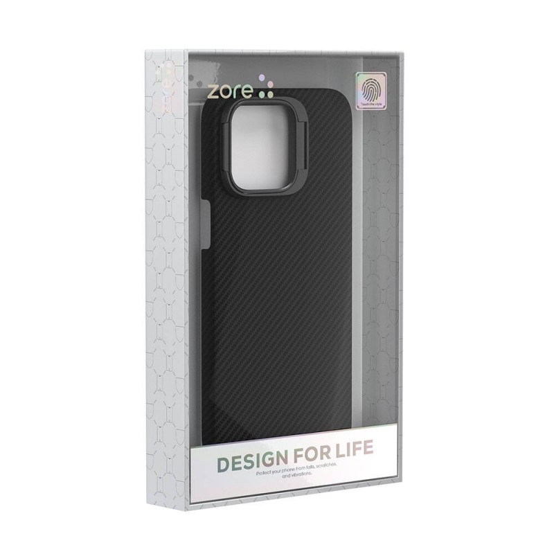 Bal-z Apple iPhone 15 Pro Kılıf M-safe Şarj Özellikli 600D Kevlar  Krek Karbon Standlı Kapak