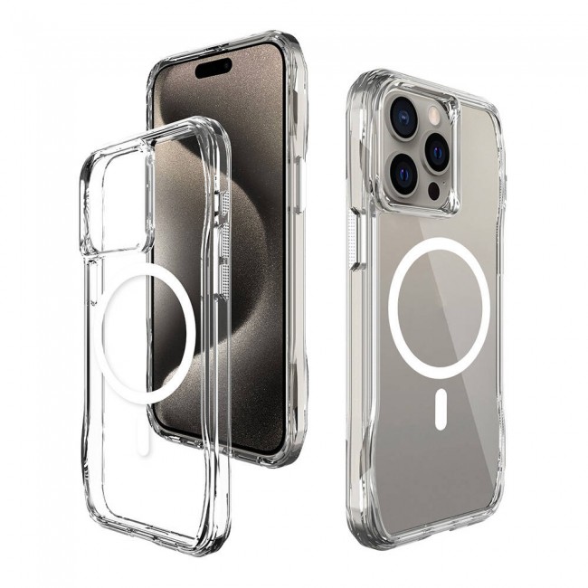 Apple iPhone 15 Pro Kılıf Magsafe Şarj Özellikli Airbagli Şeffaf Zore İncek Kapak
