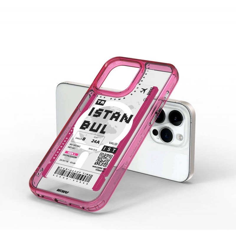 Bal-z Apple iPhone 15 Pro Kılıf M-safe Şarj Özellikli Bilet Desenli Wiwu Turkey B Serisi Kapak