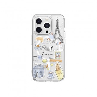 Apple iPhone 15 Pro Kılıf Magsafe Şarj Özellikli Çizim Desenli Şok Önleyicili Şeffaf Lisanslı Switcheasy City-M Paris Kapak Apple iPhone 15 Pro Kılıf Magsafe Şarj Özellikli Çizim Desenli Şok Önleyicili Şeffaf Lisanslı Switcheasy City-M Paris Kapak