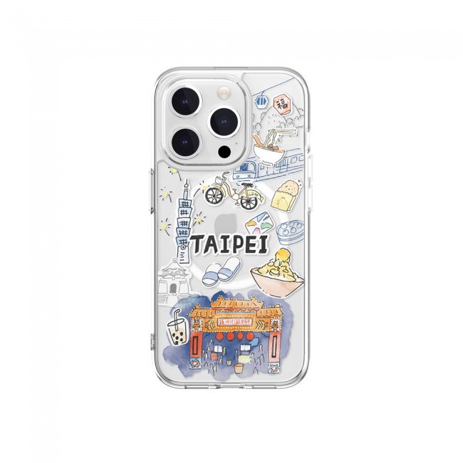 Apple iPhone 15 Pro Kılıf Magsafe Şarj Özellikli Çizim Desenli Şok Önleyicili Şeffaf Lisanslı Switcheasy City-M Taipei Kapak Apple iPhone 15 Pro Kılıf Magsafe Şarj Özellikli Çizim Desenli Şok Önleyicili Şeffaf Lisanslı Switcheasy City-M Taipei Kapak