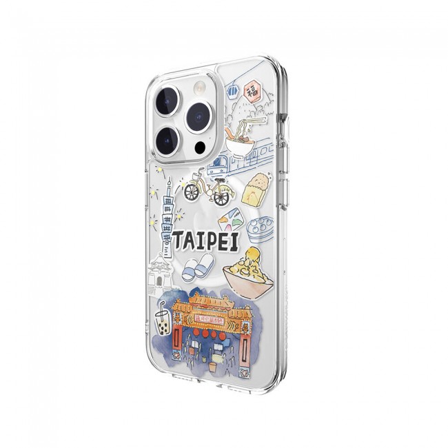 Apple iPhone 15 Pro Kılıf Magsafe Şarj Özellikli Çizim Desenli Şok Önleyicili Şeffaf Lisanslı Switcheasy City-M Taipei Kapak Apple iPhone 15 Pro Kılıf Magsafe Şarj Özellikli Çizim Desenli Şok Önleyicili Şeffaf Lisanslı Switcheasy City-M Taipei Kapak