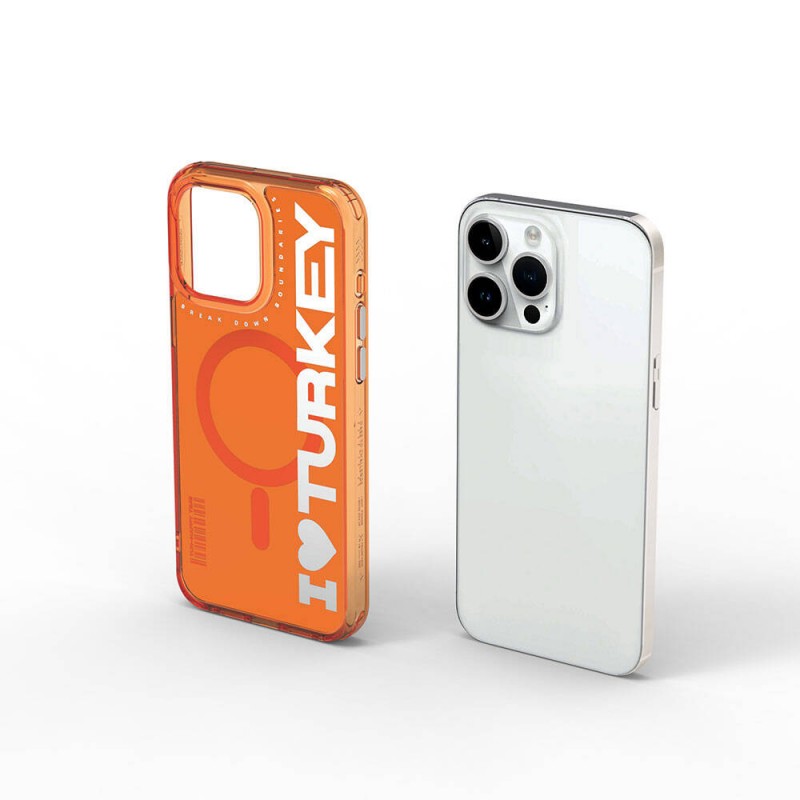 Bal-z Apple iPhone 15 Pro Kılıf M-safe Şarj Özellikli I Love Turkey Yazı Desenli Wiwu Turkey E Serisi Kapak