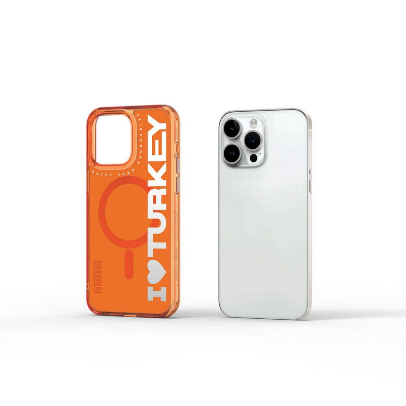 Bal-z Apple iPhone 15 Pro Kılıf M-safe Şarj Özellikli I Love Turkey Yazı Desenli Wiwu Turkey E Serisi Kapak