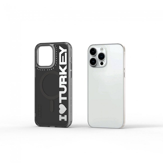 Apple iPhone 15 Pro Kılıf Magsafe Şarj Özellikli I Love Turkey Yazı Desenli Wiwu Turkey E Serisi Kapak Apple iPhone 15 Pro Kılıf Magsafe Şarj Özellikli I Love Turkey Yazı Desenli Wiwu Turkey E Serisi Kapak