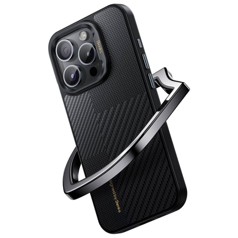 Bal-z Apple iPhone 15 Pro Kılıf M-safe Şarj Özellikli Karbon Fiber Benks Montage Hybrid ArmorPro Kevlar Kapak