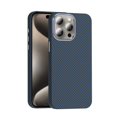 Bal-z Apple iPhone 15 Pro Kılıf M-safe Şarj Özellikli Karbon Fiber Görünümlü Zore Gros Kapak