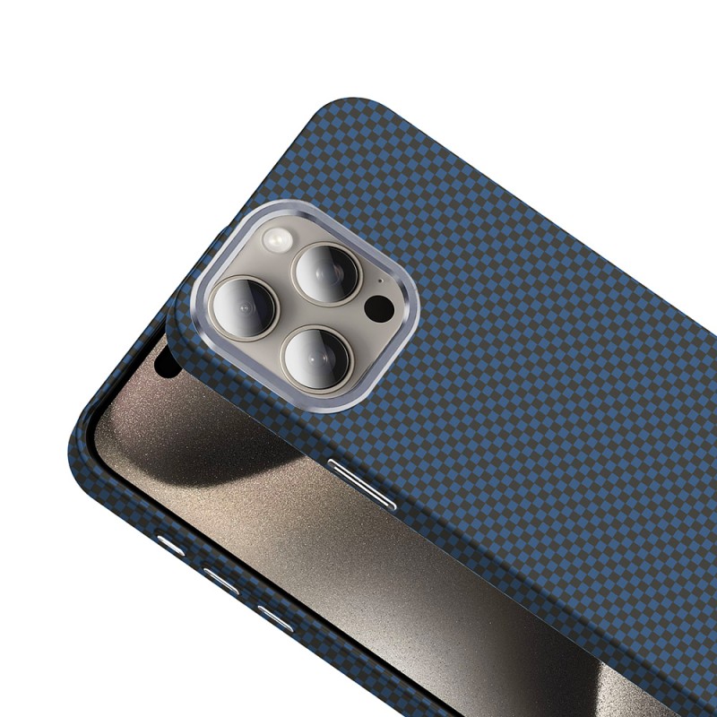 Bal-z Apple iPhone 15 Pro Kılıf M-safe Şarj Özellikli Karbon Fiber Görünümlü Zore Gros Kapak