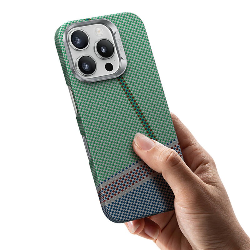 Bal-z Apple iPhone 15 Pro Kılıf M-safe Şarj Özellikli Karbon Fiber Tasarımlı Benks Passion Green ArmorAir Kevlar Kapak