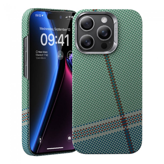 Apple iPhone 15 Pro Kılıf Magsafe Şarj Özellikli Karbon Fiber Tasarımlı Benks Passion Green ArmorAir Kevlar Kapak Apple iPhone 15 Pro Kılıf Magsafe Şarj Özellikli Karbon Fiber Tasarımlı Benks Passion Green ArmorAir Kevlar Kapak