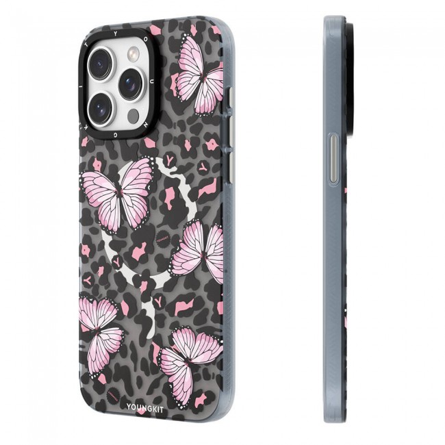 Apple iPhone 15 Pro Kılıf Magsafe Şarj Özellikli Kelebek Desenli Youngkit Shadow Dance Serisi Kapak Apple iPhone 15 Pro Kılıf Magsafe Şarj Özellikli Kelebek Desenli Youngkit Shadow Dance Serisi Kapak