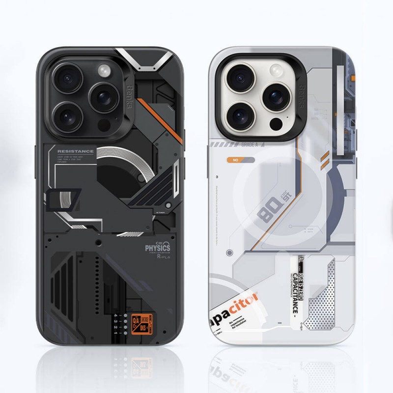 Bal-z Apple iPhone 15 Pro Kılıf M-safe Şarj Özellikli Mekanik Tasarımlı Benks Perspective Serisi Kapak