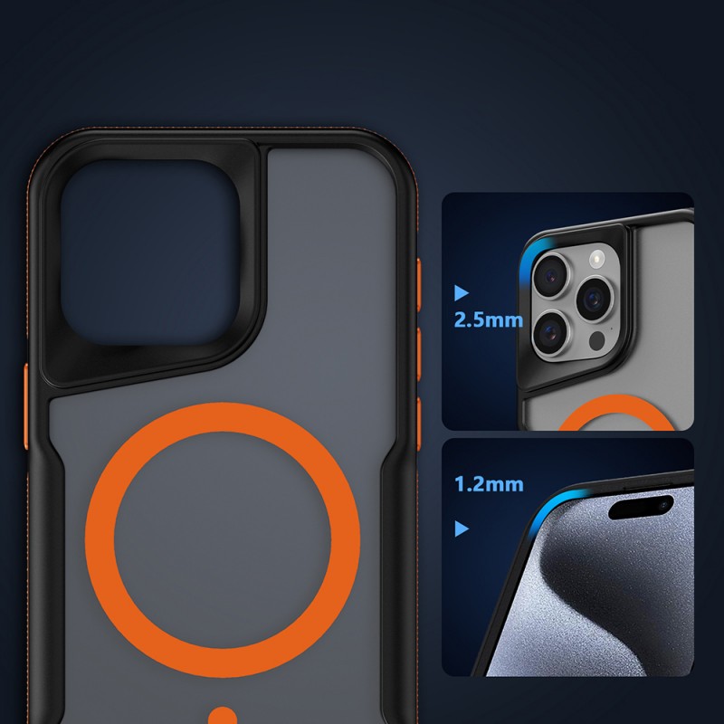 Bal-z Apple iPhone 15 Pro Kılıf M-safe Şarj Özellikli Renkli Kenar Airbag Şeritli Zore Lamer Kapak