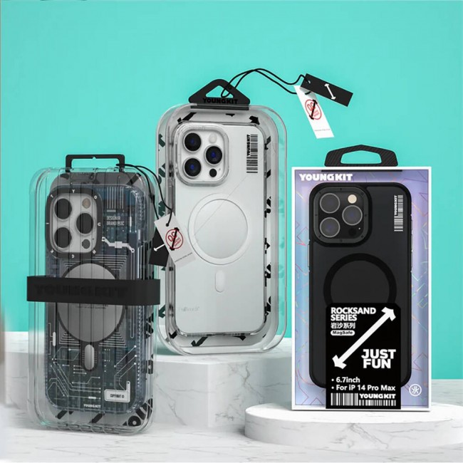 Apple iPhone 15 Pro Kılıf Magsafe Şarj Özellikli Sararma Önleyici Youngkit Crystal Grid Kapak Apple iPhone 15 Pro Kılıf Magsafe Şarj Özellikli Sararma Önleyici Youngkit Crystal Grid Kapak