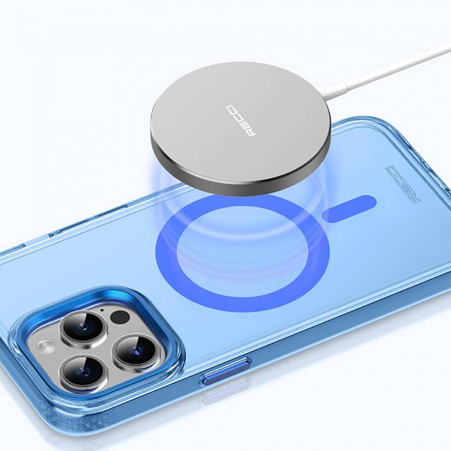 Apple iPhone 15 Pro Kılıf Magsafe Şarj Özellikli Saydam Arka Yüzey Recci Crystal Color Serisi Kapak Apple iPhone 15 Pro Kılıf Magsafe Şarj Özellikli Saydam Arka Yüzey Recci Crystal Color Serisi Kapak