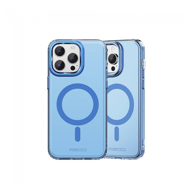 Apple iPhone 15 Pro Kılıf Magsafe Şarj Özellikli Saydam Arka Yüzey Recci Crystal Color Serisi Kapak Apple iPhone 15 Pro Kılıf Magsafe Şarj Özellikli Saydam Arka Yüzey Recci Crystal Color Serisi Kapak